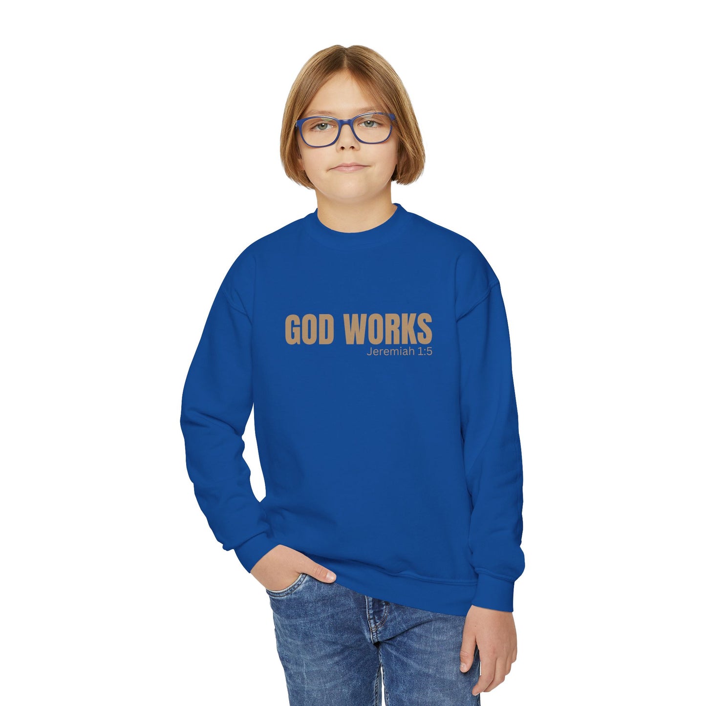 The "GOD WORKS" Youth Sweatshirt - Faith-Inspired