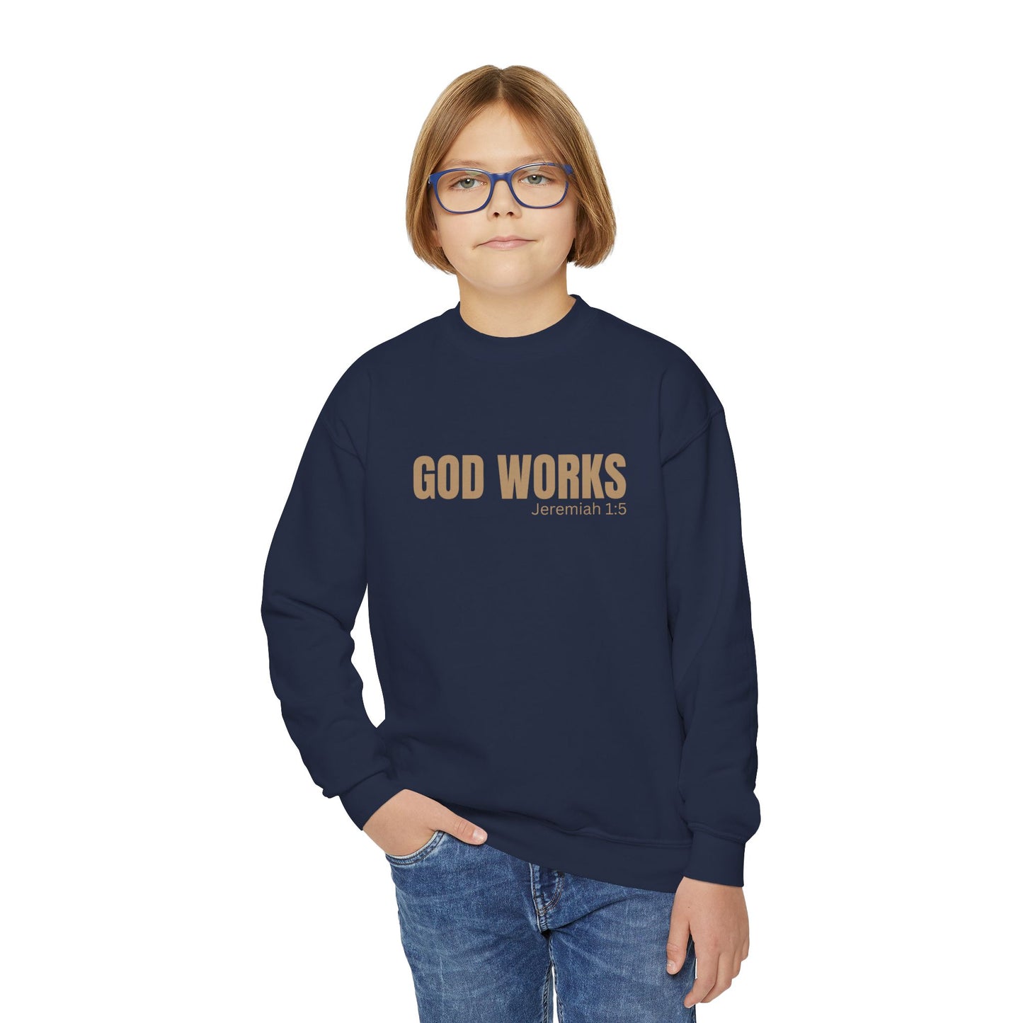 The "GOD WORKS" Youth Sweatshirt - Faith-Inspired