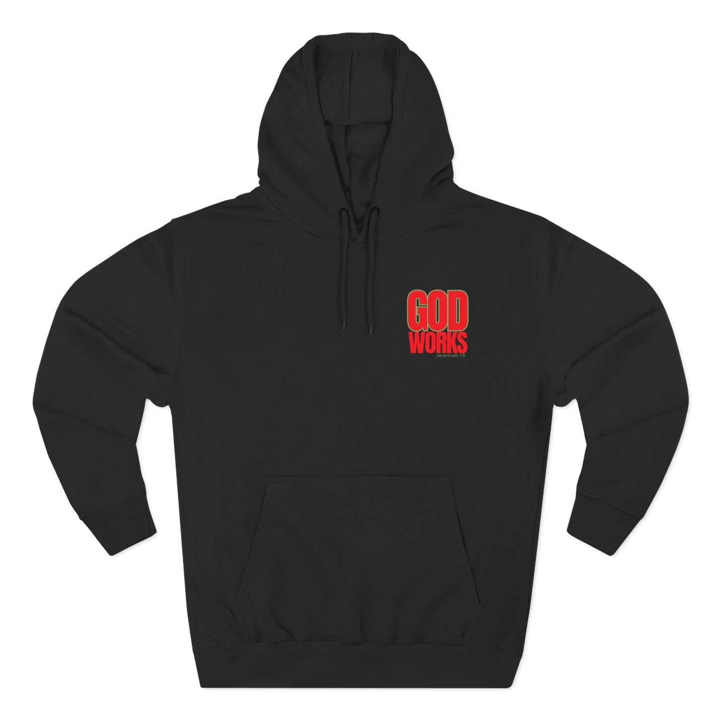 God Works Hoodie — Black Fleece Religious Graphic Hoodie