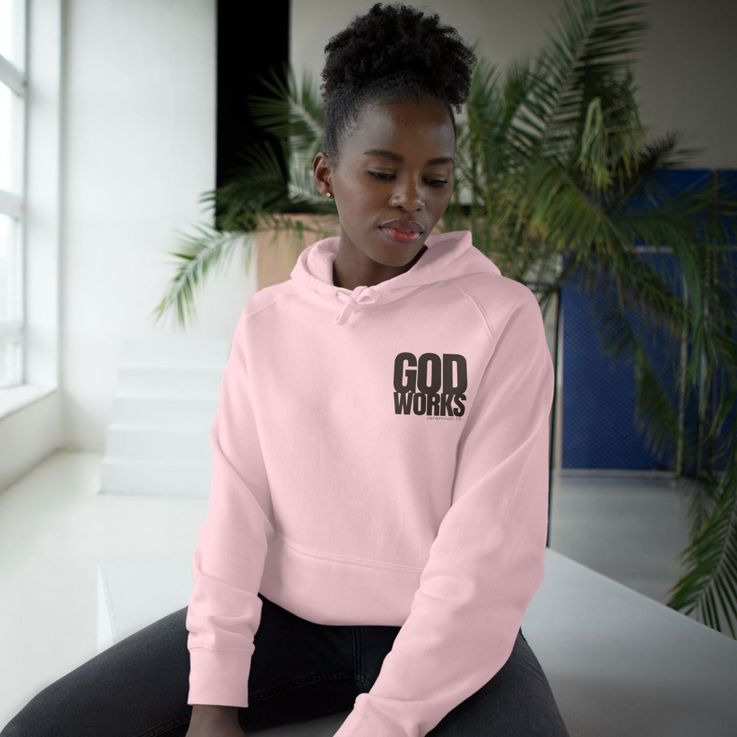 God Works Hoodie — Christian Cross Faith Pullover