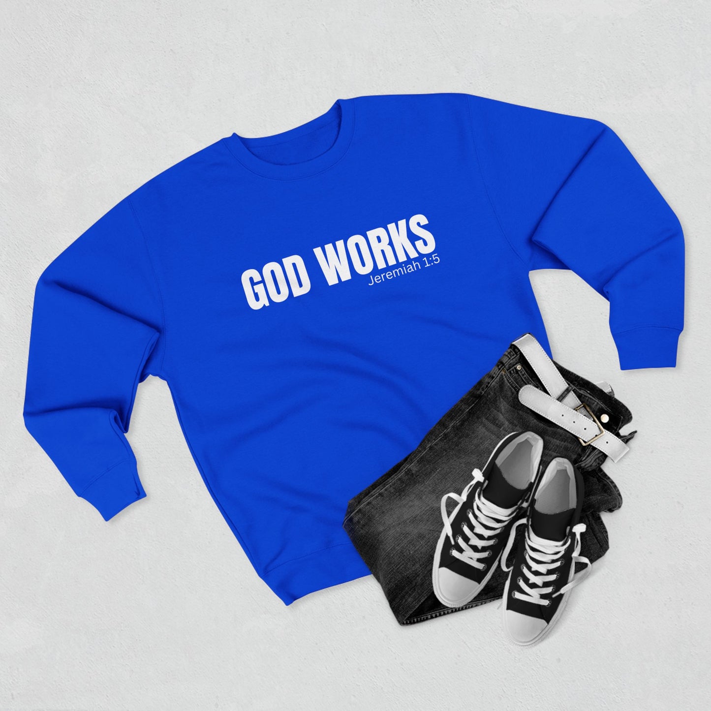 The "God Works" Unisex Crewneck Sweatshirt