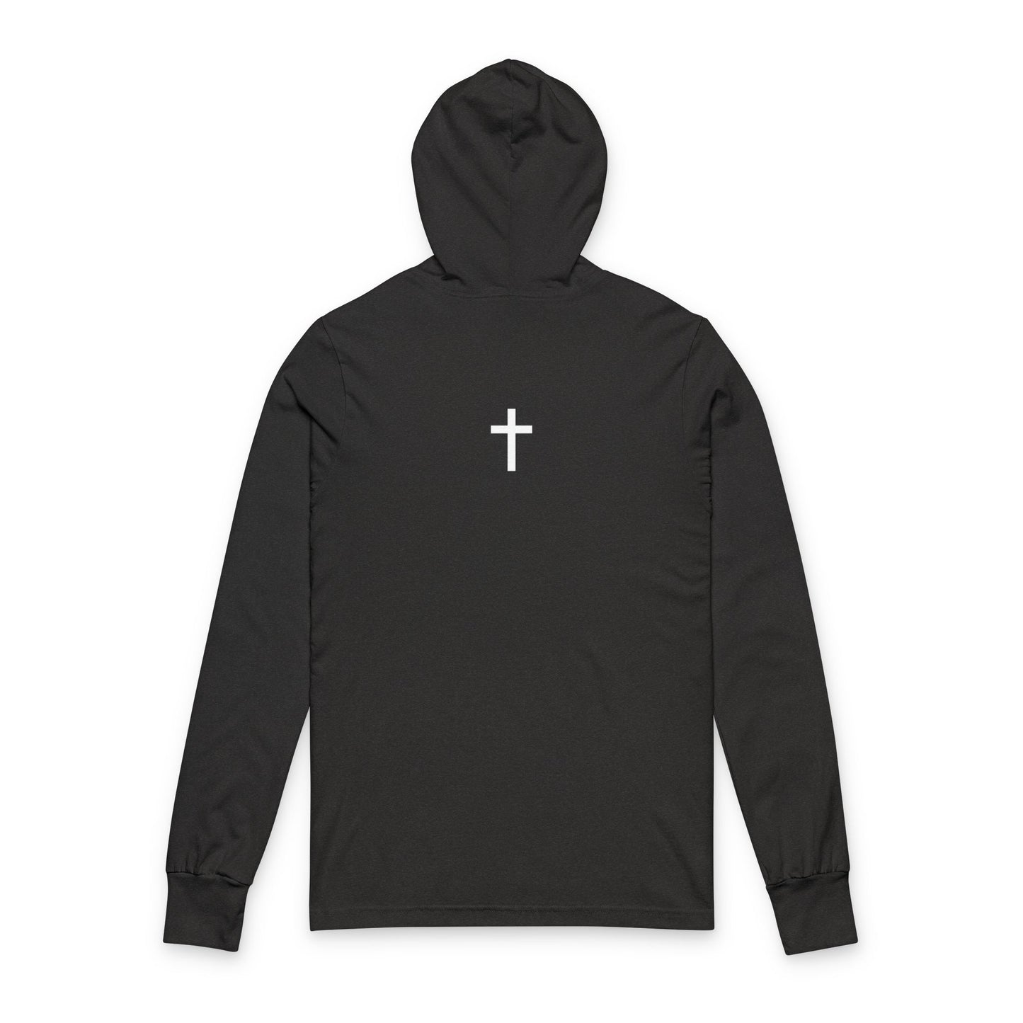 Faith-Inspired Unisex Hooded Long Sleeve Tee - Modern Cross Design