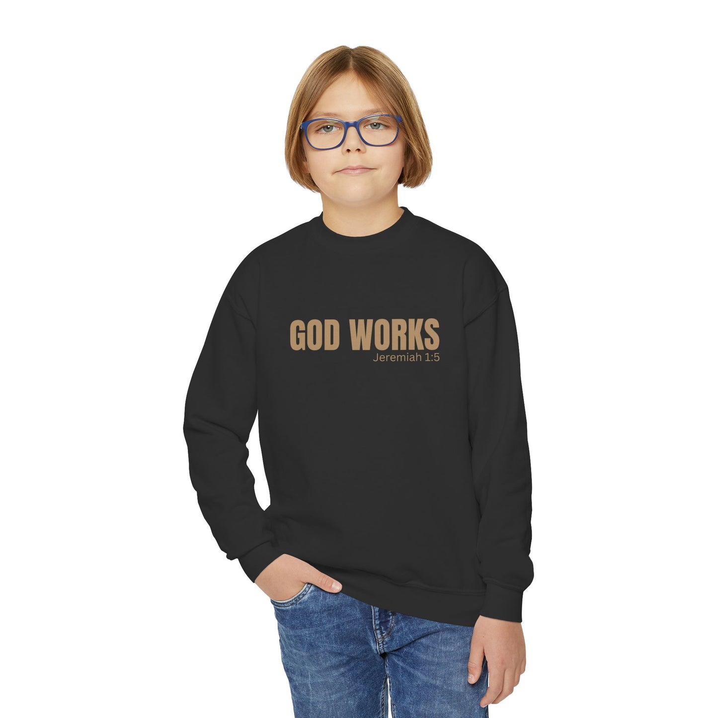 The "GOD WORKS" Youth Sweatshirt - Faith-Inspired