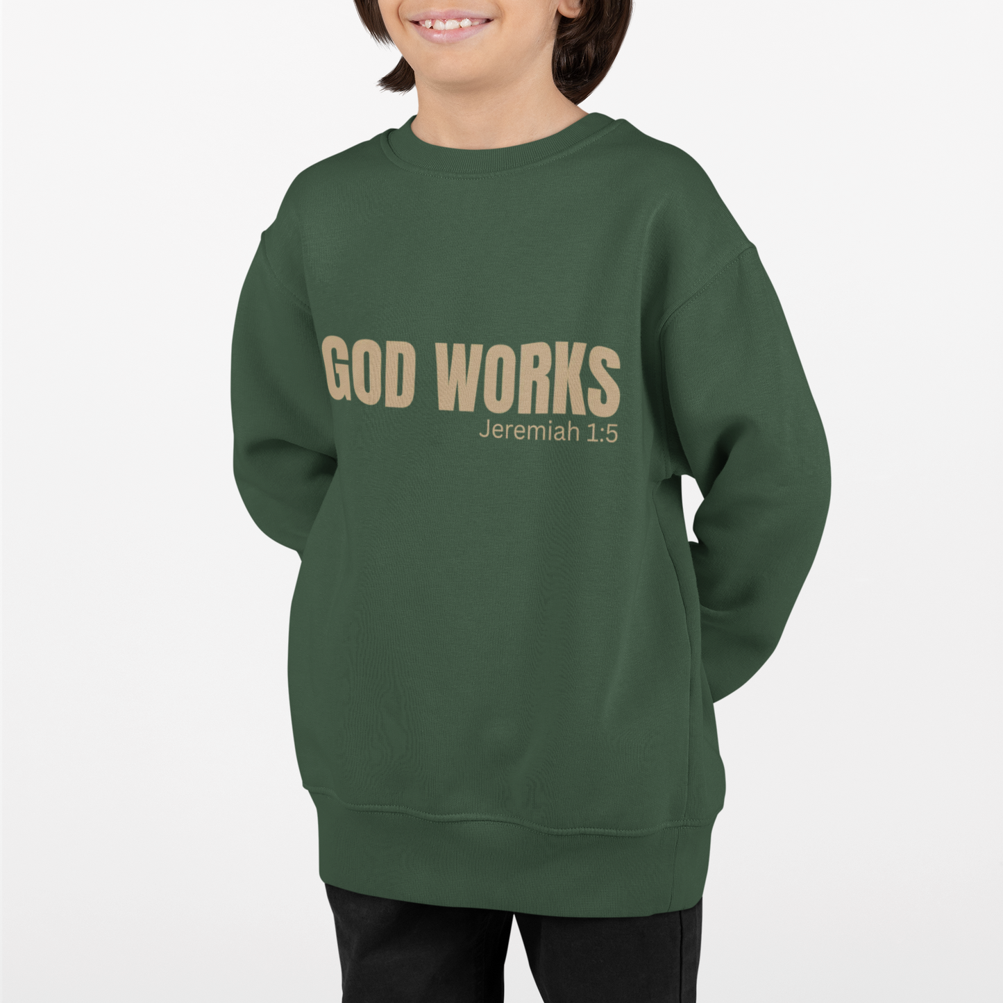 The "GOD WORKS" Youth Sweatshirt - Faith-Inspired