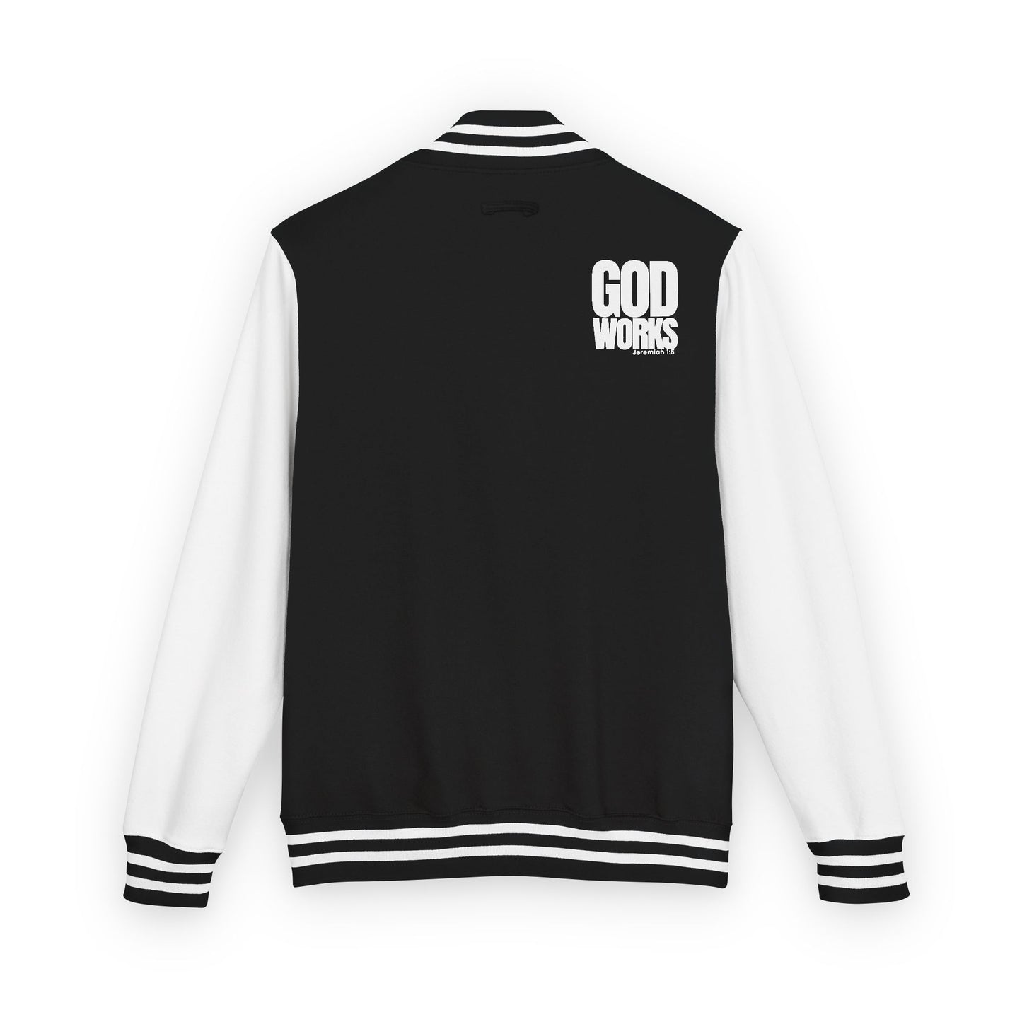 God Over Everything Letterman Jacket — Black & White Varsity Jacket