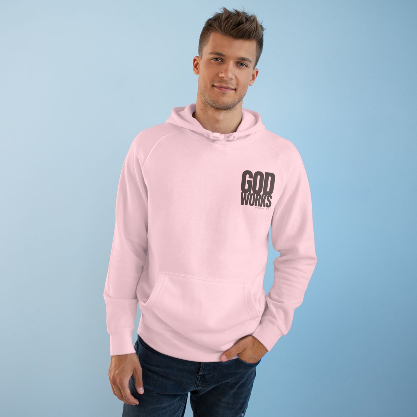 God Works Hoodie — Christian Cross Faith Pullover