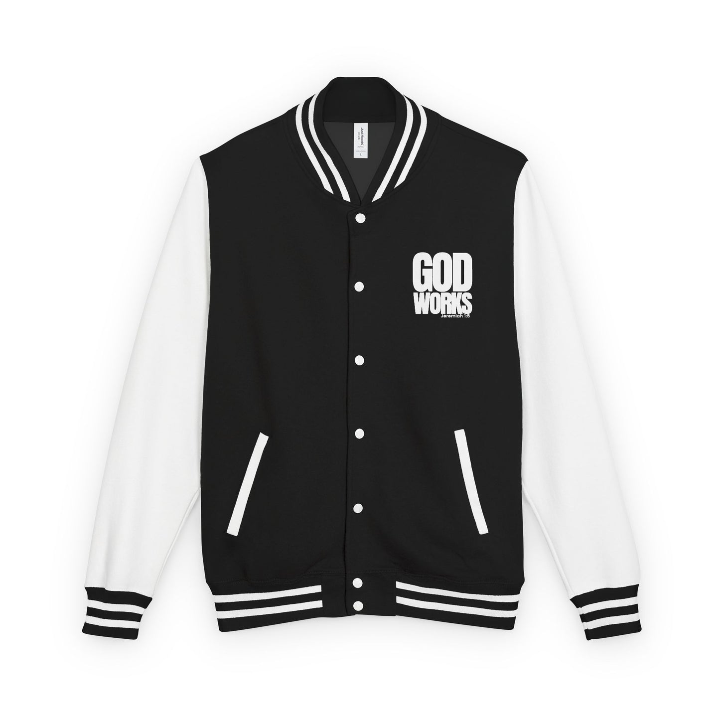 God Over Everything Letterman Jacket — Black & White Varsity Jacket