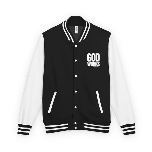 God Over Everything Letterman Jacket — Black & White Varsity Jacket