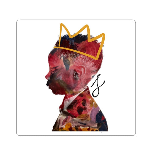 Crowned Child Silhouette Kiss-Cut Sticker — Abstract Portrait Art Sticker for Laptops & Journals
