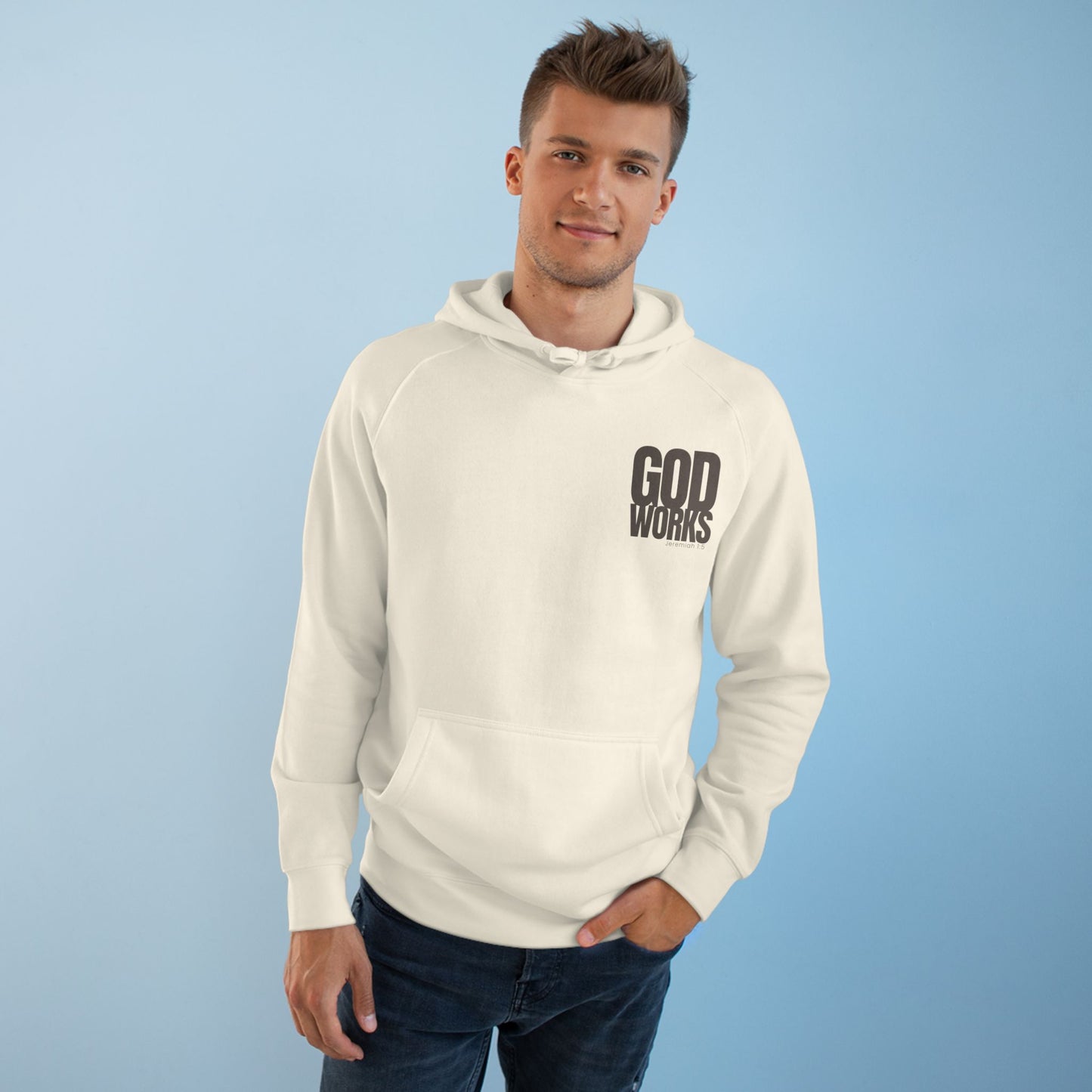 God Works Hoodie — Christian Cross Faith Pullover