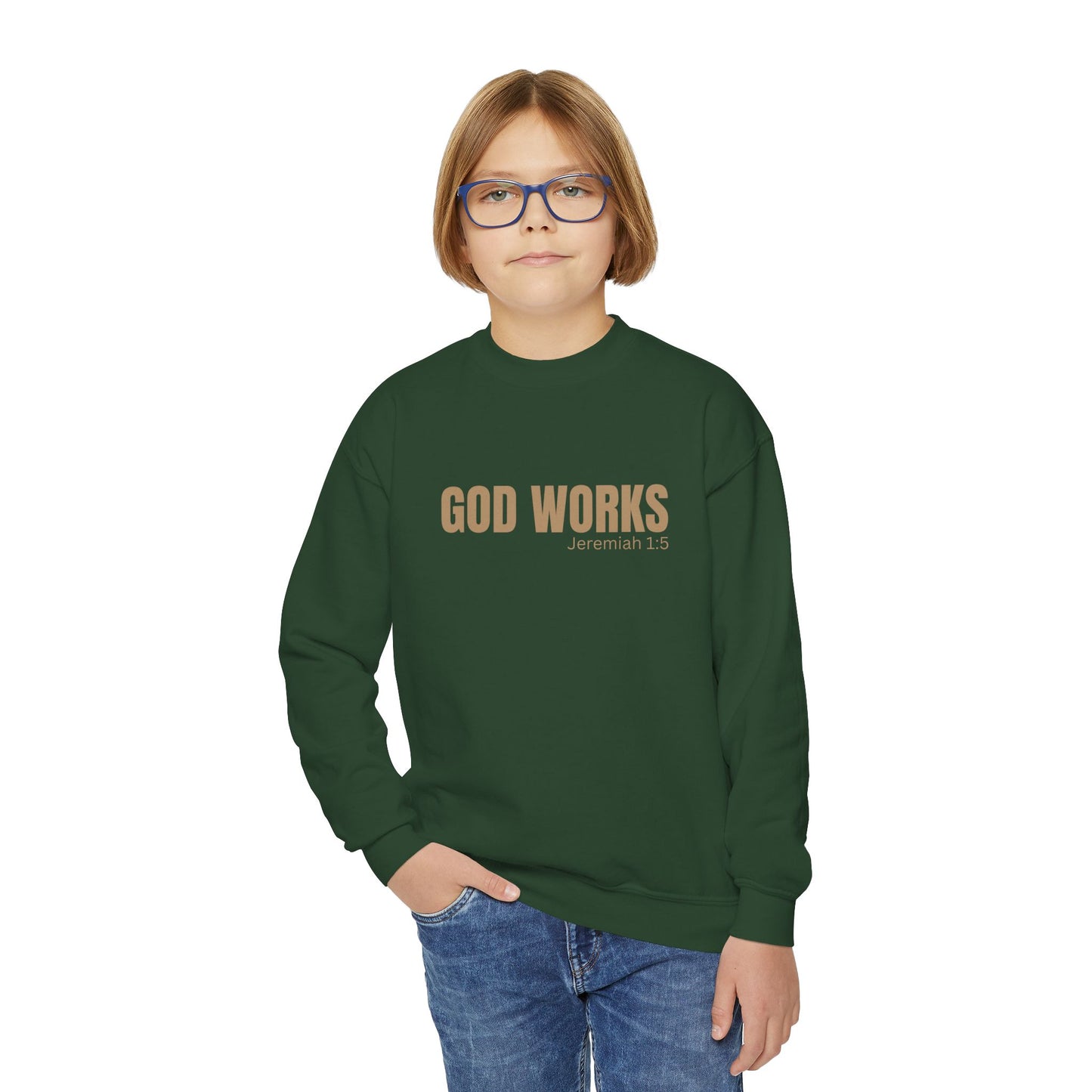 The "GOD WORKS" Youth Sweatshirt - Faith-Inspired