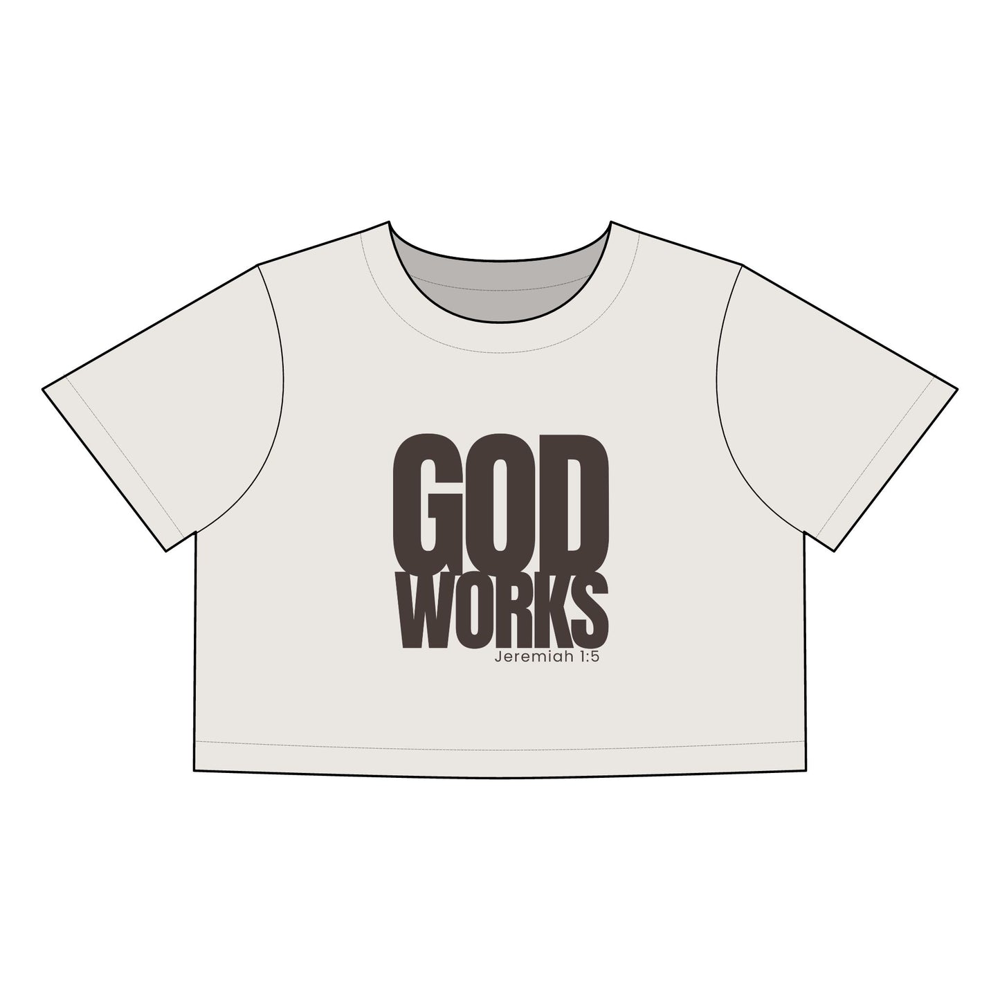 God Works Crop Tee — Women’s Faith Graphic T-Shirt (Jeremiah 18)