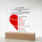 Gift For Wife Red Heart Clear Square Acrylic Block -  Keepsake Gift